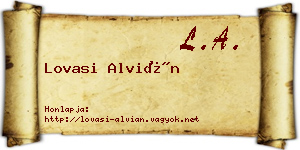 Lovasi Alvián névjegykártya